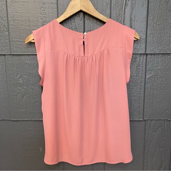 Ann Taylor LOFT dusty rose loose fitting ruffle blouse - Picture 2 of 6